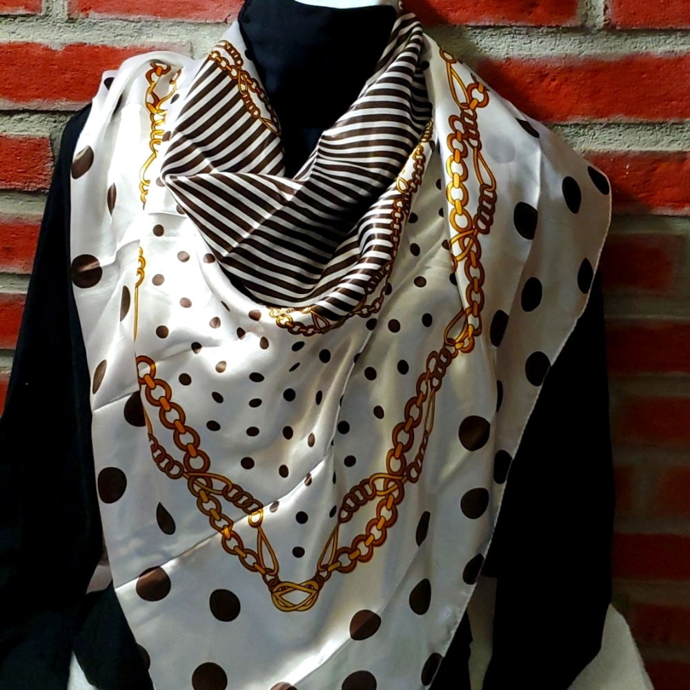 Ladies Sheer, Silk Style Scarf w/a lovely design - $12 - NWT.
